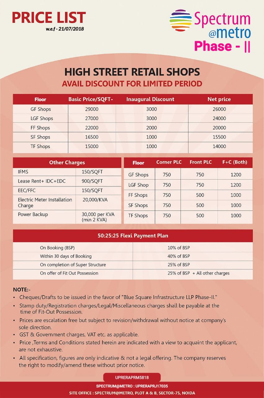 Spectrum Price list